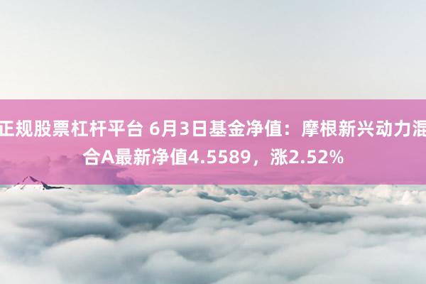 正规股票杠杆平台 6月3日基金净值：摩根新兴动力混合A最新净值4.5589，涨2.52%